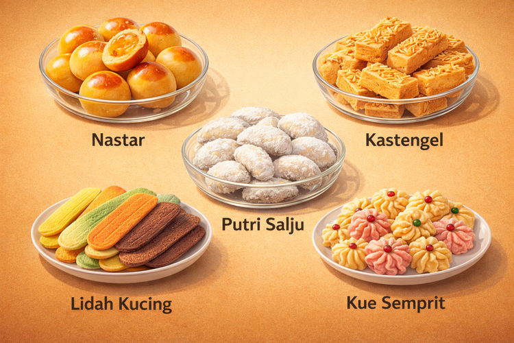 Kue Klasik Lebaran 2026 mulai dari Nastar, Kastengel, Putri Salju, Lidah Kucing hingga Kue Semprit.
