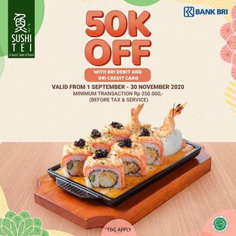promo bank bri selama bulan september-november dari sushi tei