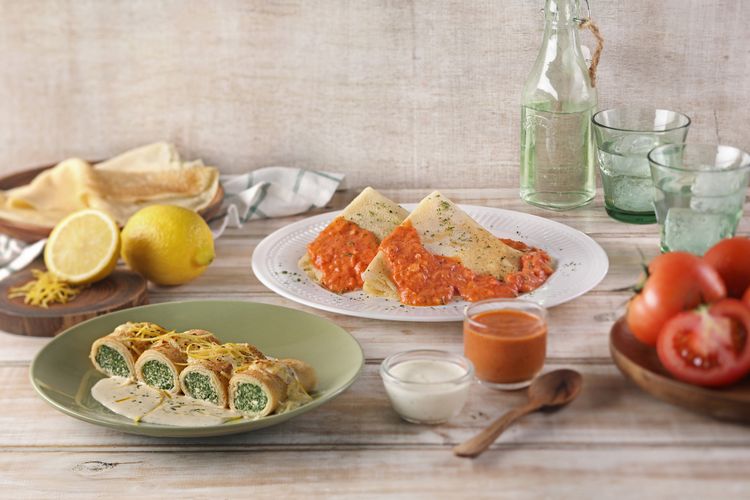 Menu Crespelle yang menjadi salah satu menu unik yang dihadirkan Pancious. Terdiri dari Spinach Ricotta Crespelle dan Chicken Marinara Crespelle.