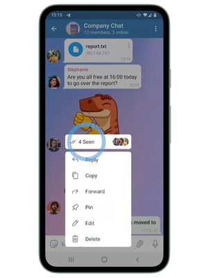 Fitur read receipt baru di small group Telegram.