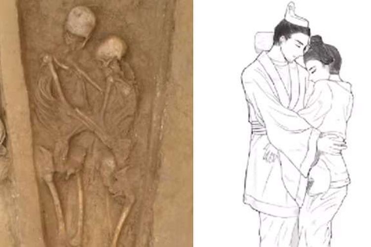 Para arkeolog menemukan kerangka seorang pria dan wanita terkubur selama lebih dari 1.500 tahun di China utara, dengan kedua jenazah diposisikan dalam ?kunci cinta abadi?.

