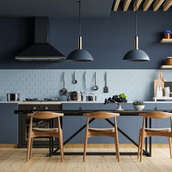 Ilustrasi dapur, dekorasi dapur modern. 