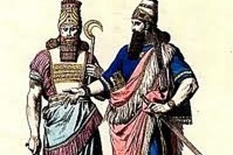Ilustrasi pakaian zaman Babilonia (2105 SM). [Via Timetoast.com]