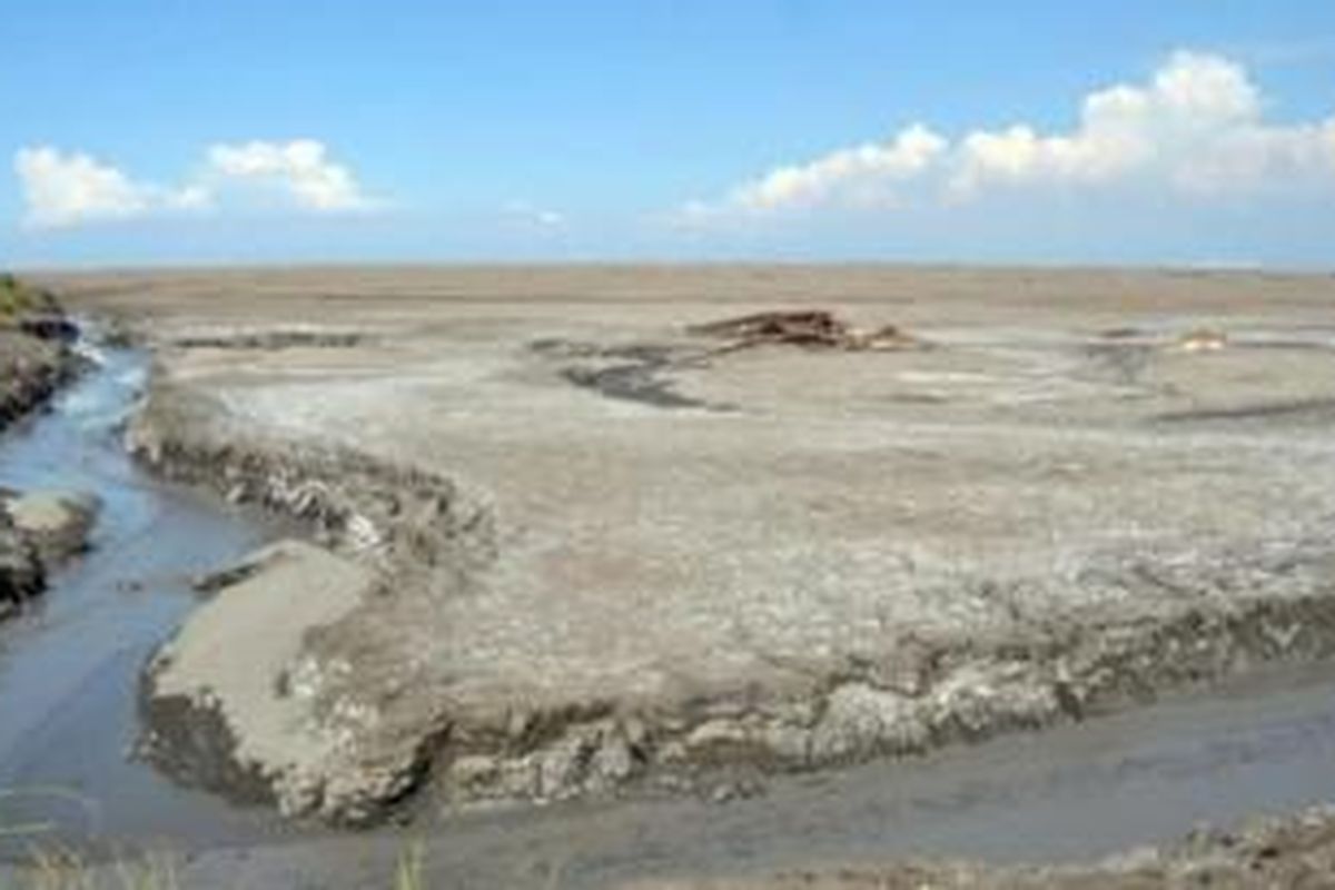 Salah satu area yang terkena luberan lumpur Lapindo di Porong, Sidoarjo, Senin (26/5/2014). 