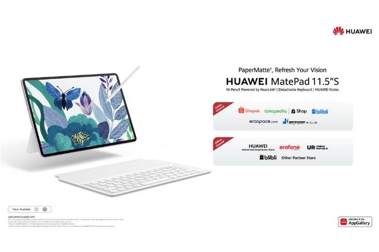 HUAWEI MatePad 11.5 S bisa dipesan secara online via Huawei Official Store di sejumlah e-commerce terkemuka, seperti Shopee, Tokopedia, Blibli, dan TikTok Shop. 