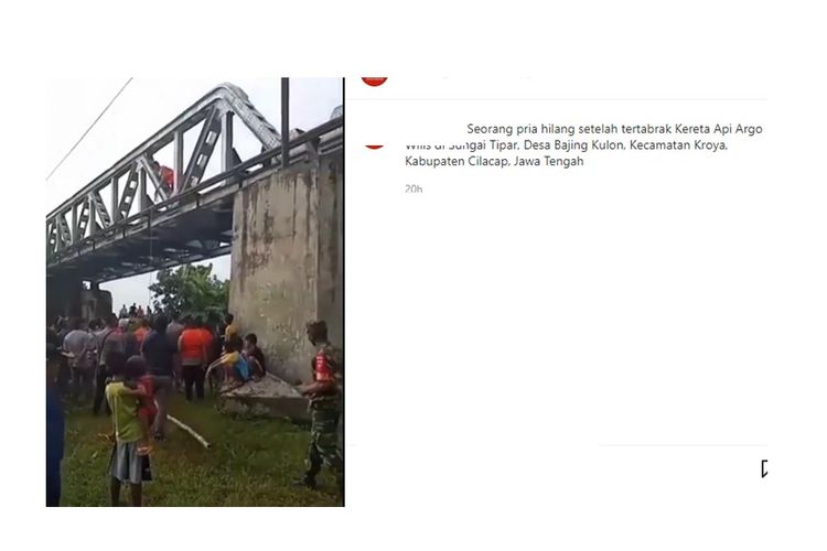Video viral pria disebut hilang setelah tertabrak kereta api di Cilacap