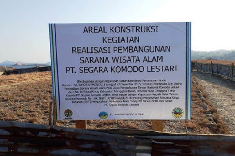 Lahan yang dipagar dan hendak dibangun untuk fasilitas pendukung pariwisata oleh PT Segara Komodo Lestari di Pulau Rinca, Manggara Barat NTT. Warga menolaknya sarana pendukung pariwisata seperti hotel atau usaha sejenisnya di dalam area Taman Nasilanl Komodo.