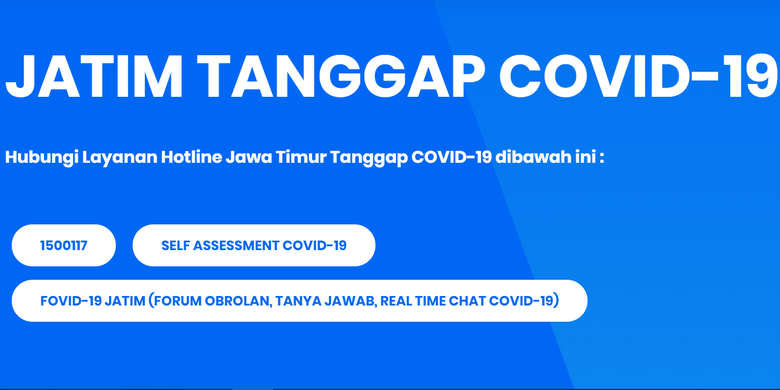 www.infocovid19.jatimprov.go.id, laman yang memuat informasi dan penyebaran wabah Covid-19 di Jawa Timur, dilengkapi fasilitas baru, yakni Fovid-19 atau Forum Obrolan Covid-19.