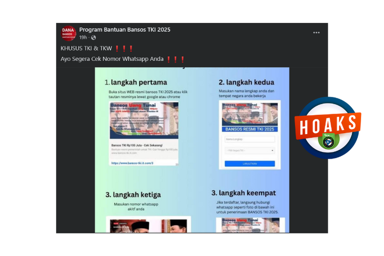 Hoaks, bansos Rp 100 juta untuk TKI