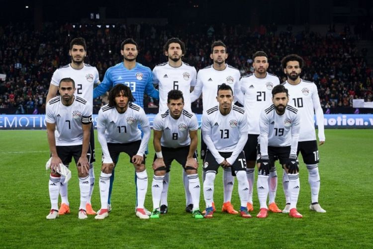 Starter timnas Mesir pada laga persahabatan melawan Portugal di Zurich, 23 Maret 2018. 