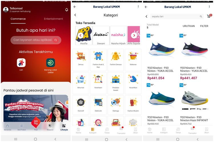 Cara beli sepatu lari merek lokal di aplikasi MyTelkomsel.