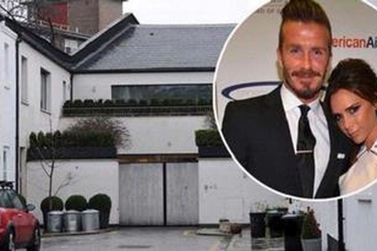 Rumah Keluarga David Beckham di London selatan. (Inset: David Beckham dan istrinya, Victoria Adam)