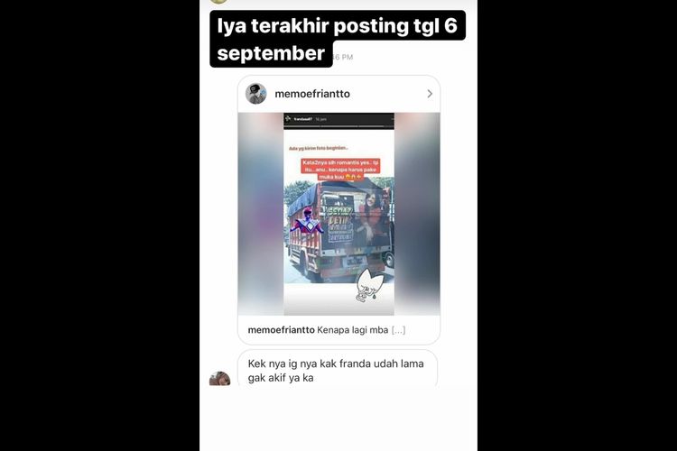 Klarifikasi Samuel Zylgwyn di Instagram Story soal postingan Franda yang viral.