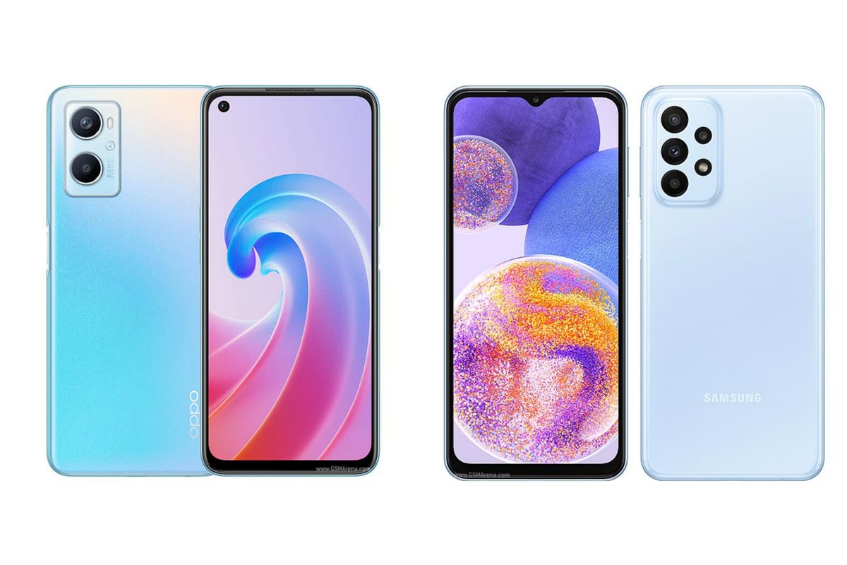 Oppo A96 (kiri) dan Samsung Galaxy A23 (kanan).