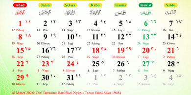 Kalender Maret 2026: Libur 7 Hari Beruntun Nyepi dan Idul Fitri 1447 H