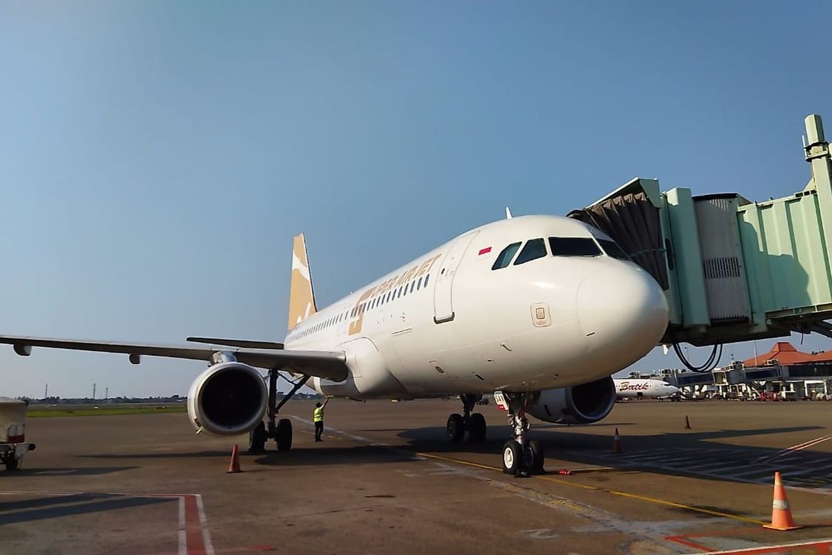 Tampilan pesawat Super Air Jet, maskapai baru dengan konsep berbiaya rendah atau low cost carrier (LCC) yang menyasar milenial.