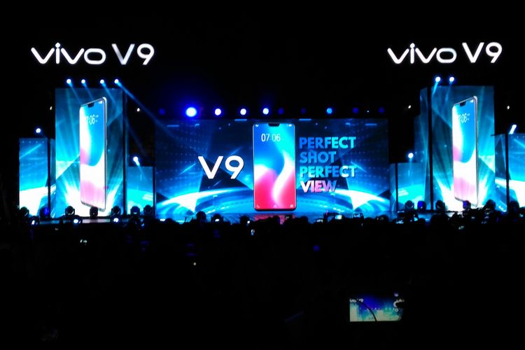 Suasana peluncuran Vivo V9 di area pelataran candi Borobudur, Magelang, Jawa Tengah.