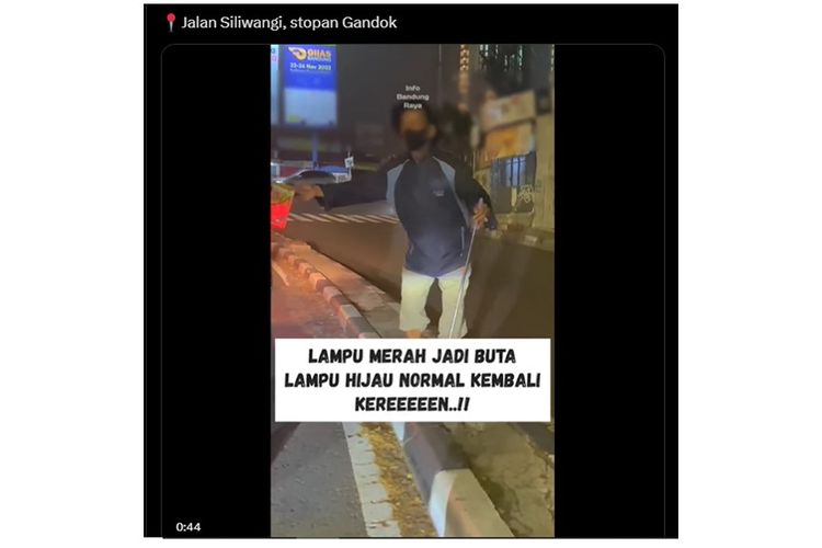 Video viral pengemis pura-pura buta di Jalan Siwilangi, Kota Bandung, Jawa Barat