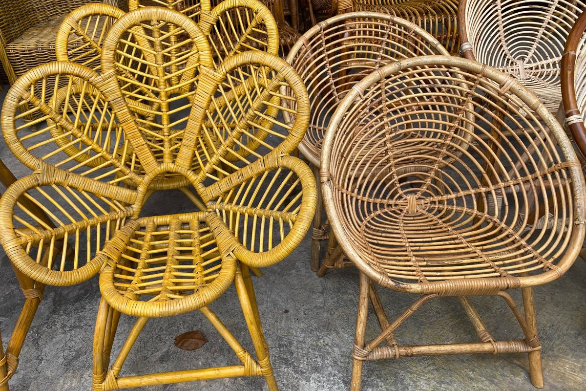 Ilustrasi furnitur rotan.