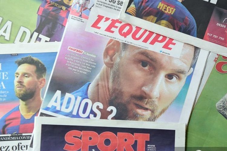 Berbagai headline media Spanyol soal kabar Lionel Messi ingin meninggalkan Barcelona.