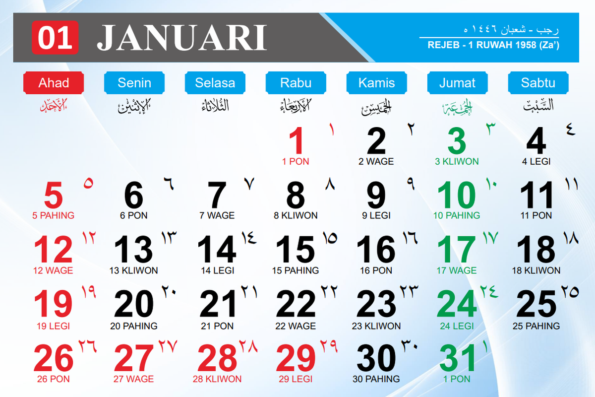 Jadwal Lengkap Puasa Ayyamul Bidh Januari 2025