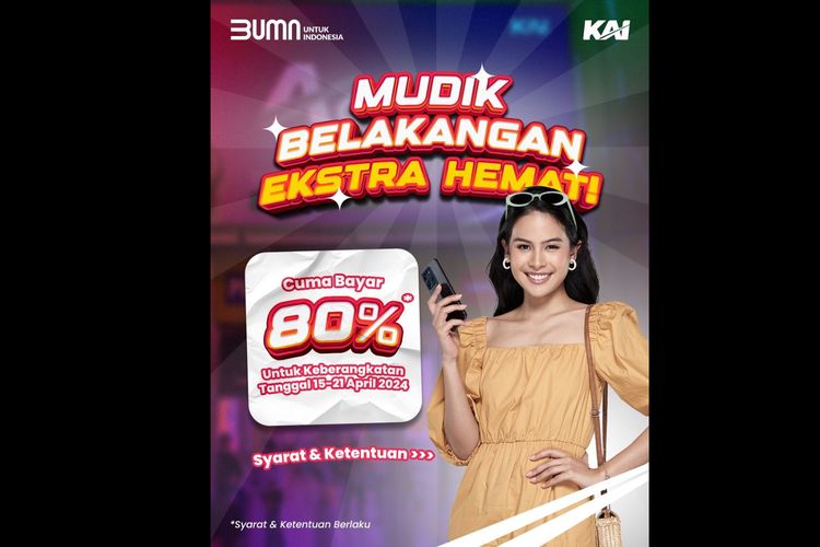 PT Kereta Api Indonesia (Persero) menyediakan promo Mudik Belakangan Ekstra Hemat, dimana pelanggan dapat membeli tiket mudik dari Stasiun Gambir dan Pasarsenen ke sejumlah daerah dengan cukup membayar dengan tarif 80% saja. 