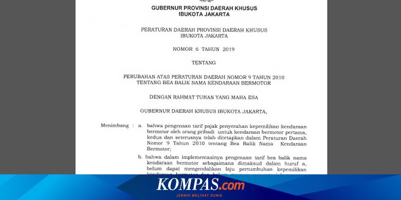 Daftar Tarif Bbn Kb Tiap Provinsi 5 Daerah Ini Sudah 15 Persen
