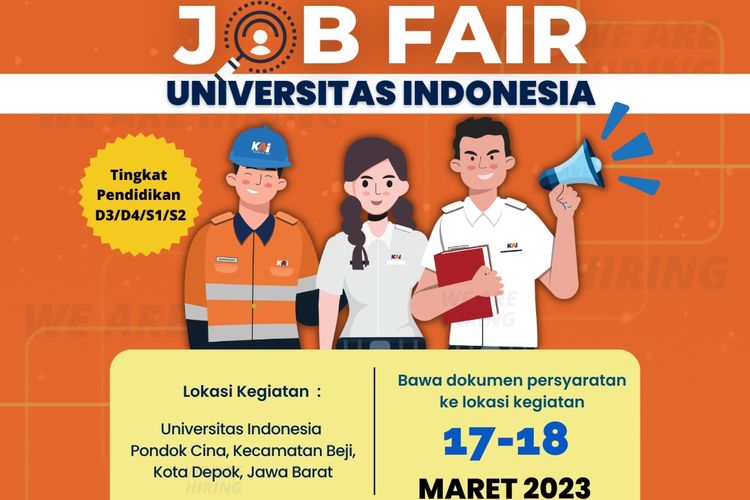 Rekrutmen KAI lewat Jobfair UI mulai 17-18 Maret 2023.