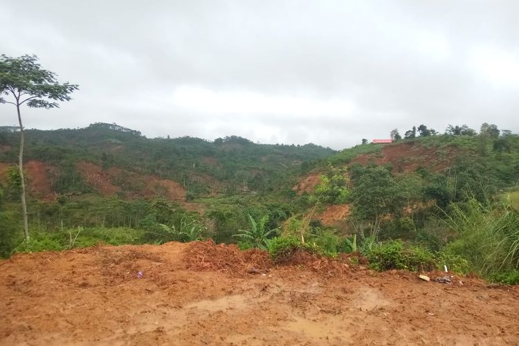 Kondisi longsor di Desa Pasirmadang, Kecamatan Sukajaya, Kabupaten Bogor, Senin (3/2/2020).
