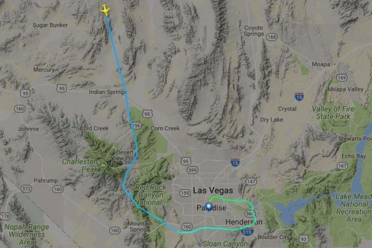 Penerbangan maskapai JANET pada 3 Januari lalu. Tidak diketahui dari mana asalnya, hanya bandara tujuan yang tertera adalah home-base-nya di Las Vegas.