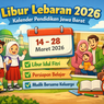 Libur Lebaran 2026 di Kalender Pendidikan Jawa Barat, Cek Jadwalnya