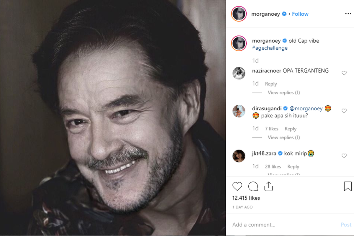 Morgan Oey mengunggah fotonya dan ikut age challenge