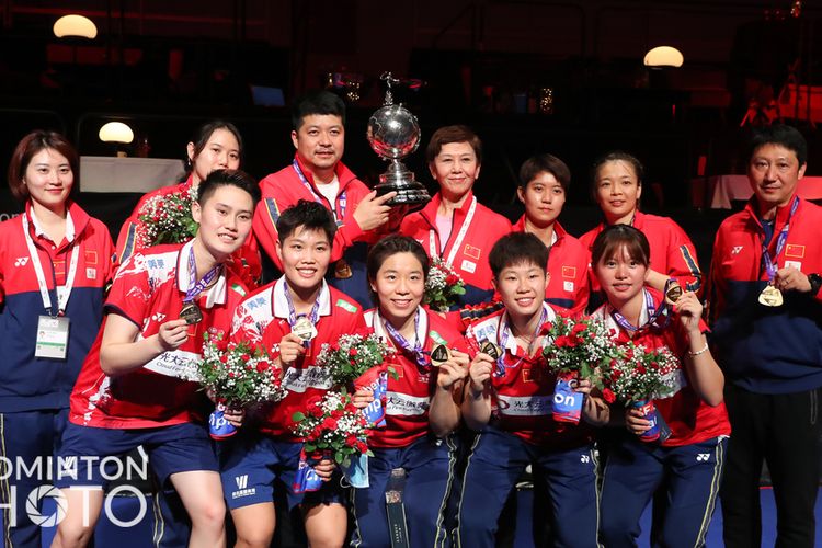 Tim bulu tangkis putri China menjadi juara Piala Uber 2020 setelah menang 3-1 atas Jepang pada final yang berlangsung di Ceres Arena, Aarhus, Denmark, Minggu (17/10/2021) dini hari WIB