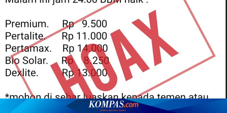 Hoaks Harga Bbm Naik Mulai 30 Agustus 2019 Halaman All Kompas 