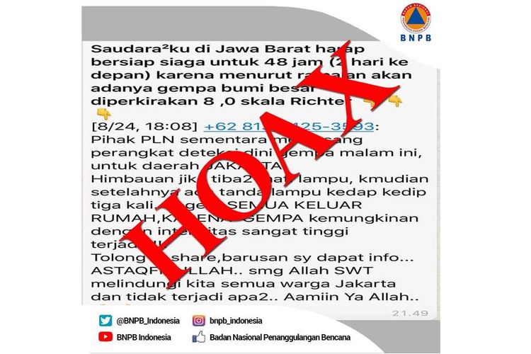 Hoaks seputar gempa.