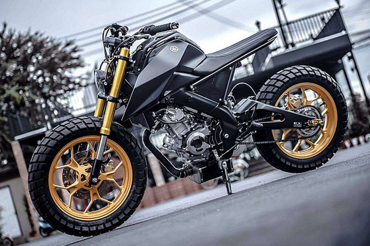 Motor custom Yamaha M-Slaz alias Xabre bergaya modern tracker garapan K-Speed