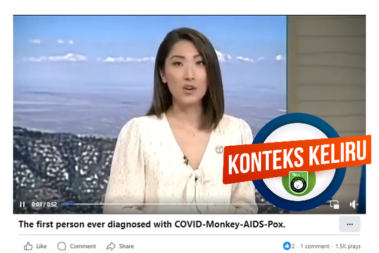 Tangkapan layar Facebook pemberitaan soal pria yang terkena cacar monyet, Covid-19 dan HIV. 