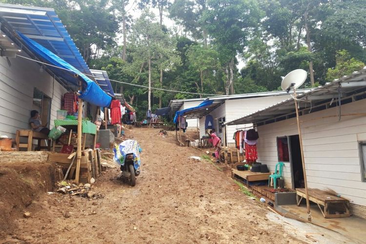 Kondisi huntara di Desa Way Muli Timur Lampung Selatan. Huntara ini kemungkinan akan menjadi tempat tinggal tetap warga korban tsunami Selat Sunda