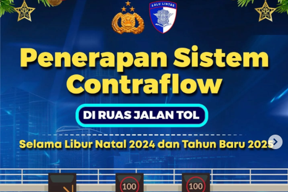 Jadwal penerapan contraflow di ruas jalan tol selama libur Natal 2024 dan Tahun Baru 2025.