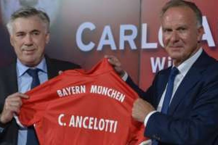 Carlo Ancelotti diperkenalkan sebagai suksesor Pep Guardiola di Bayern Muenchen pada Senin (11/7/2016). 