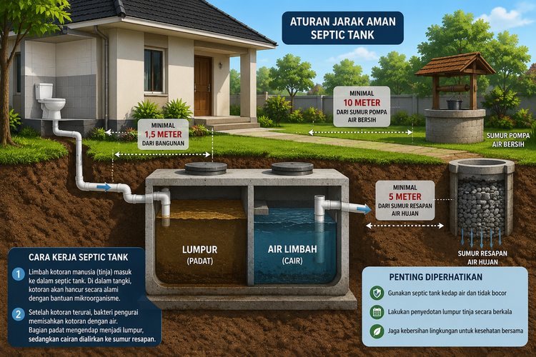 Jangan Asal Pasang, Begini Aturan Jarak Ideal Septic Tank dari Rumah