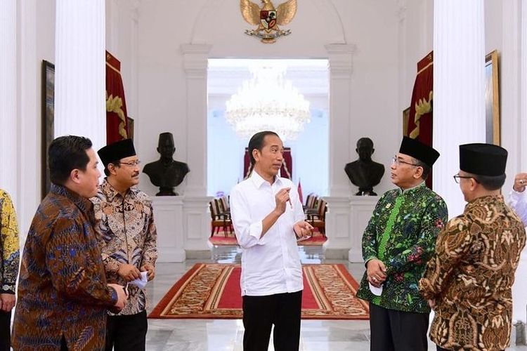 Jajaran PBNU saat berkoodinasi dengan Presiden Jokowi di Istana Negara Jakarta 