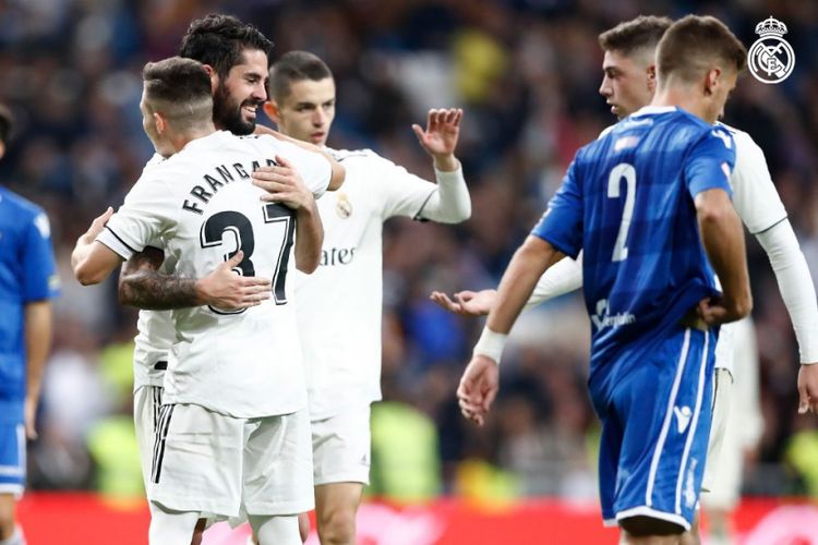 Isco merayakan golnya pada laga Real Madrid vs Melilla dalam babak 32 besar Copa del Rey di Stadion Santiago Bernabeu, 6 Desember 2018. 