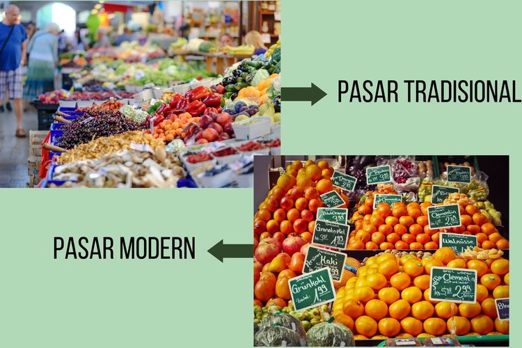 Ilustrasi perbedaan pasar tradisional dan pasar modern