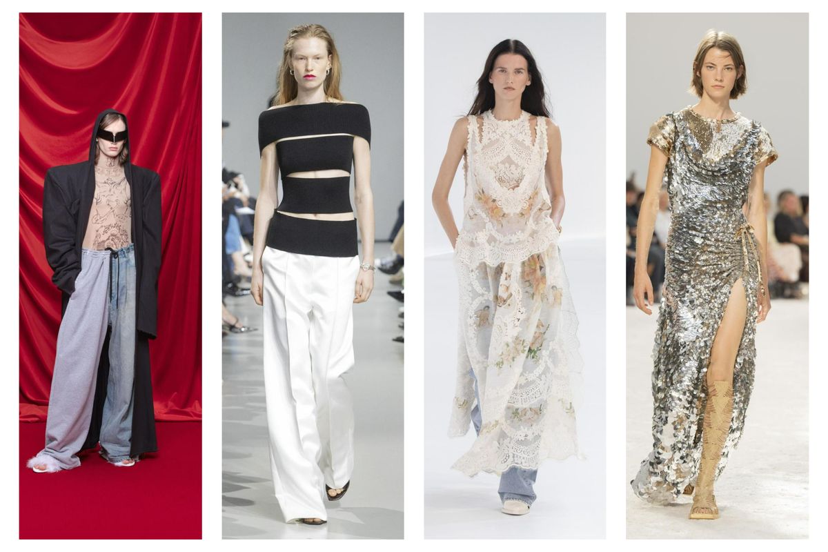 Ilustrasi sejumlah tren fesyen pada Paris Fashion Week 2023.  

