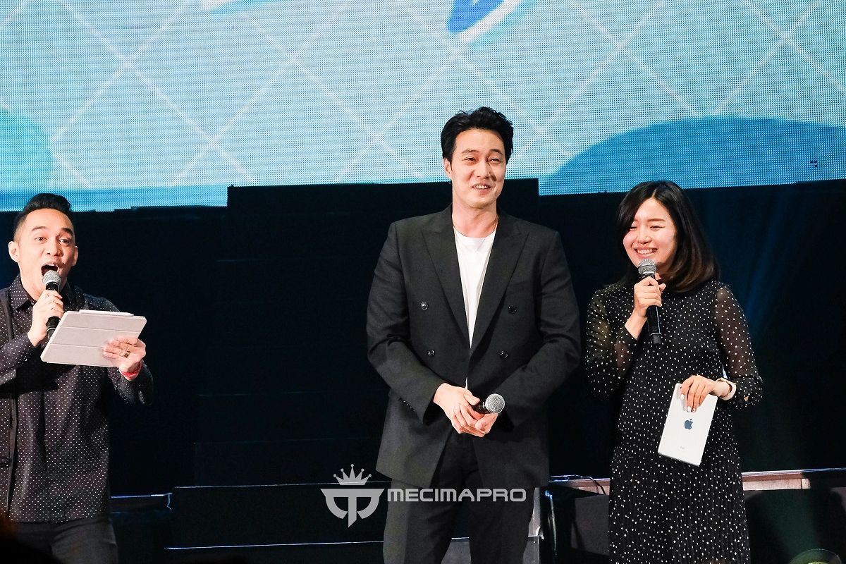 So Ji Sub saat mengadakan fan meeting Hello Jakarta di Balai Sarbini, Jakarta Selatan, Sabtu (9/3/2019).