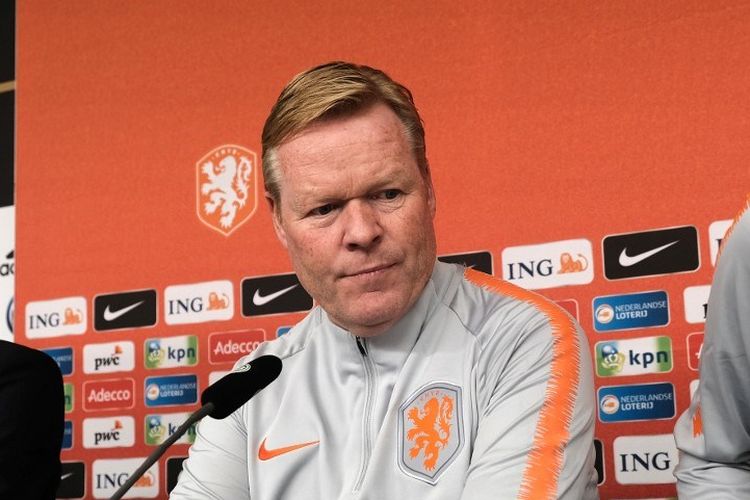 Pelatih kepala Belanda Ronald Koeman menghadiri konferensi pers menjelang pertandingan kualifikasi sepak bola Euro 2020 antara Jerman dan Belanda di Hamburg, Jerman utara, pada 5 September 2019.