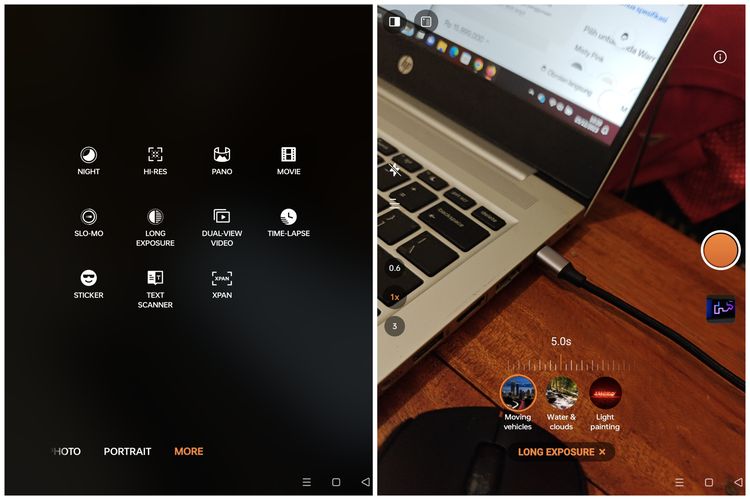 Fitur Long Exposure di aplikasi kamera Oppo Find N3.