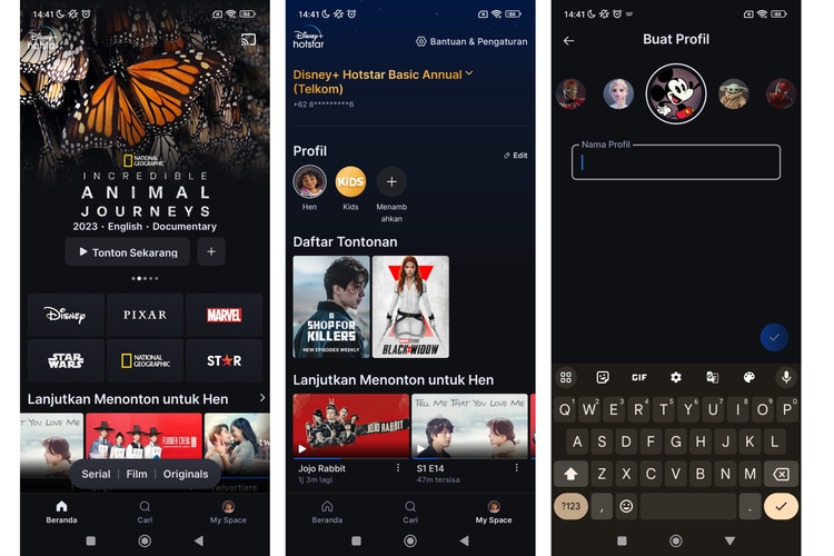 Ilustrasi cara buat profil di Disney+ Hotstar