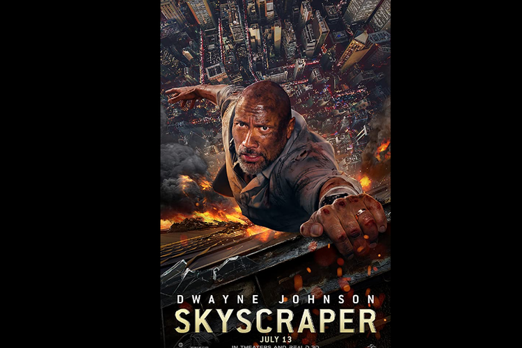 Dwayne Johnson berperan sebagai Will Sawyer dalam film aksi Skyscraper (2018).